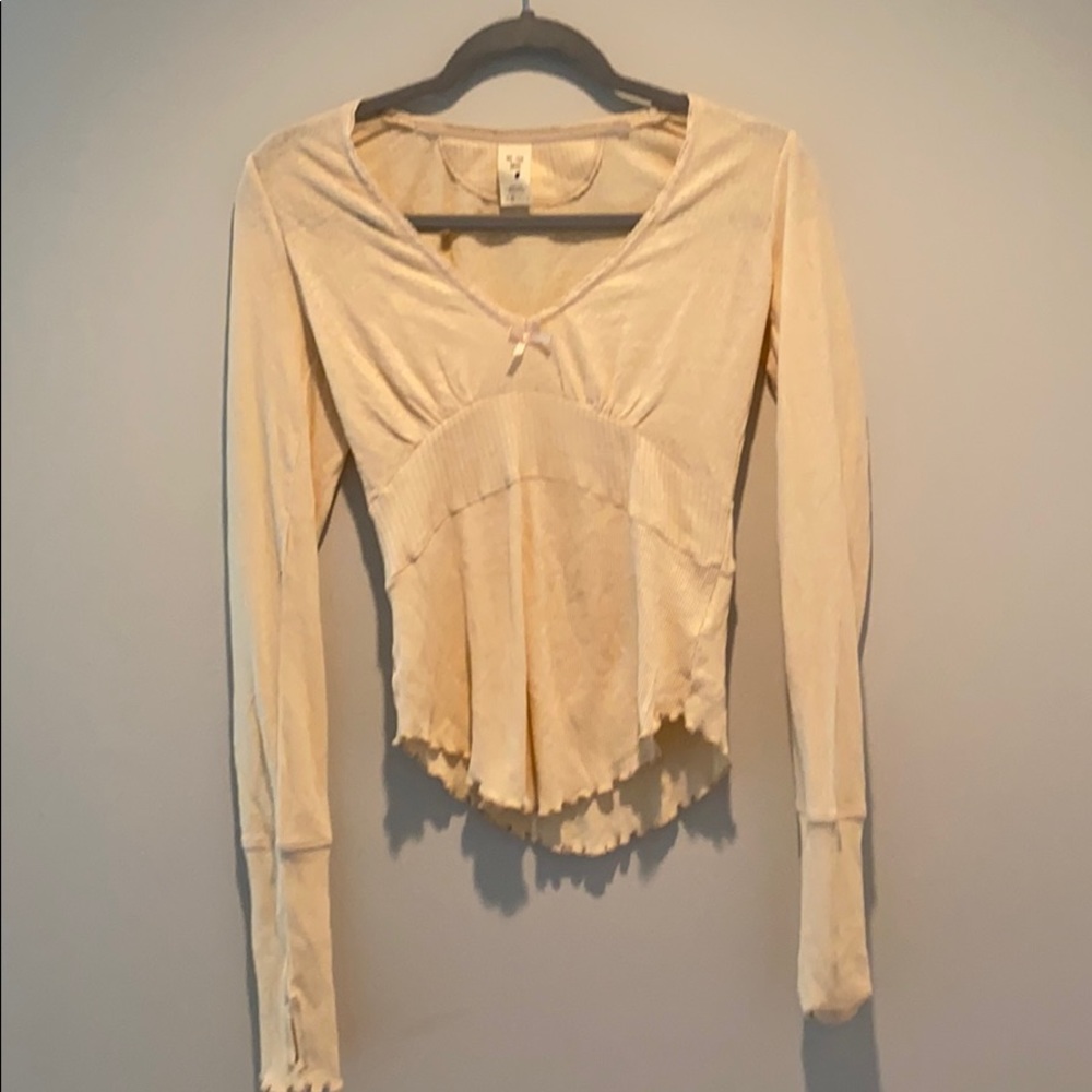 New Free People cream long sleeved t-shirt ex